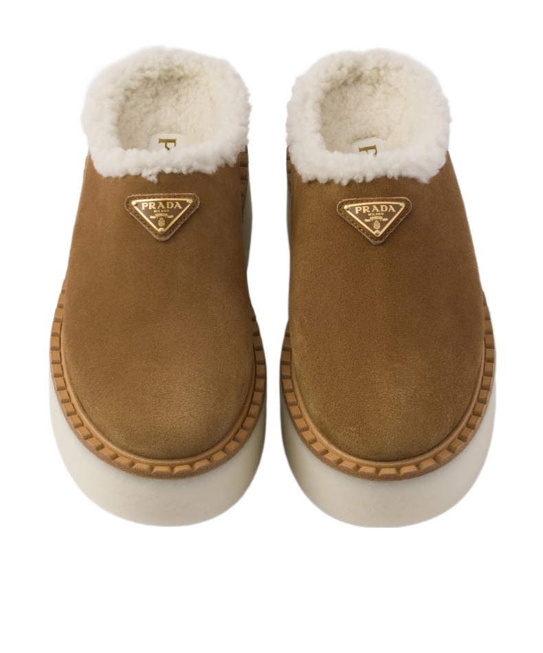 Shop Prada Suede Mules In Brown