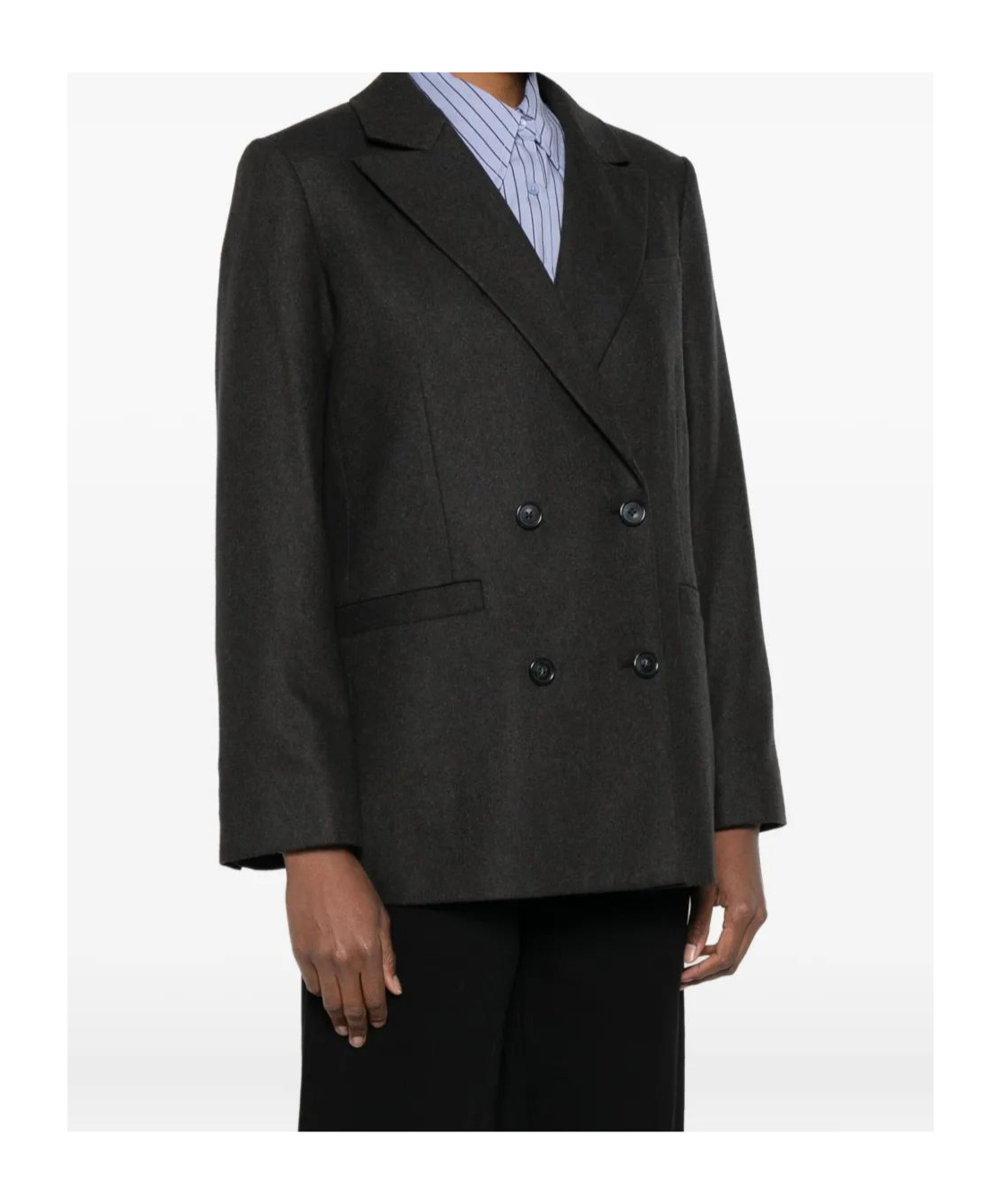 Apc A.p.c. Midnight Blue Cotton Blazer With Double-breasted Design In Black