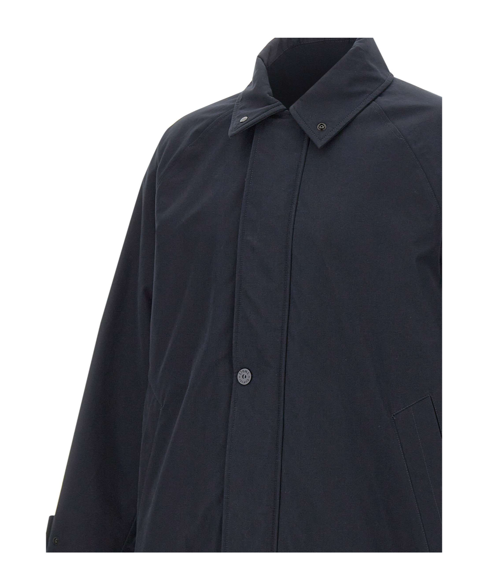 Stone Island Long-sleeved Casual Jacket In Blue
