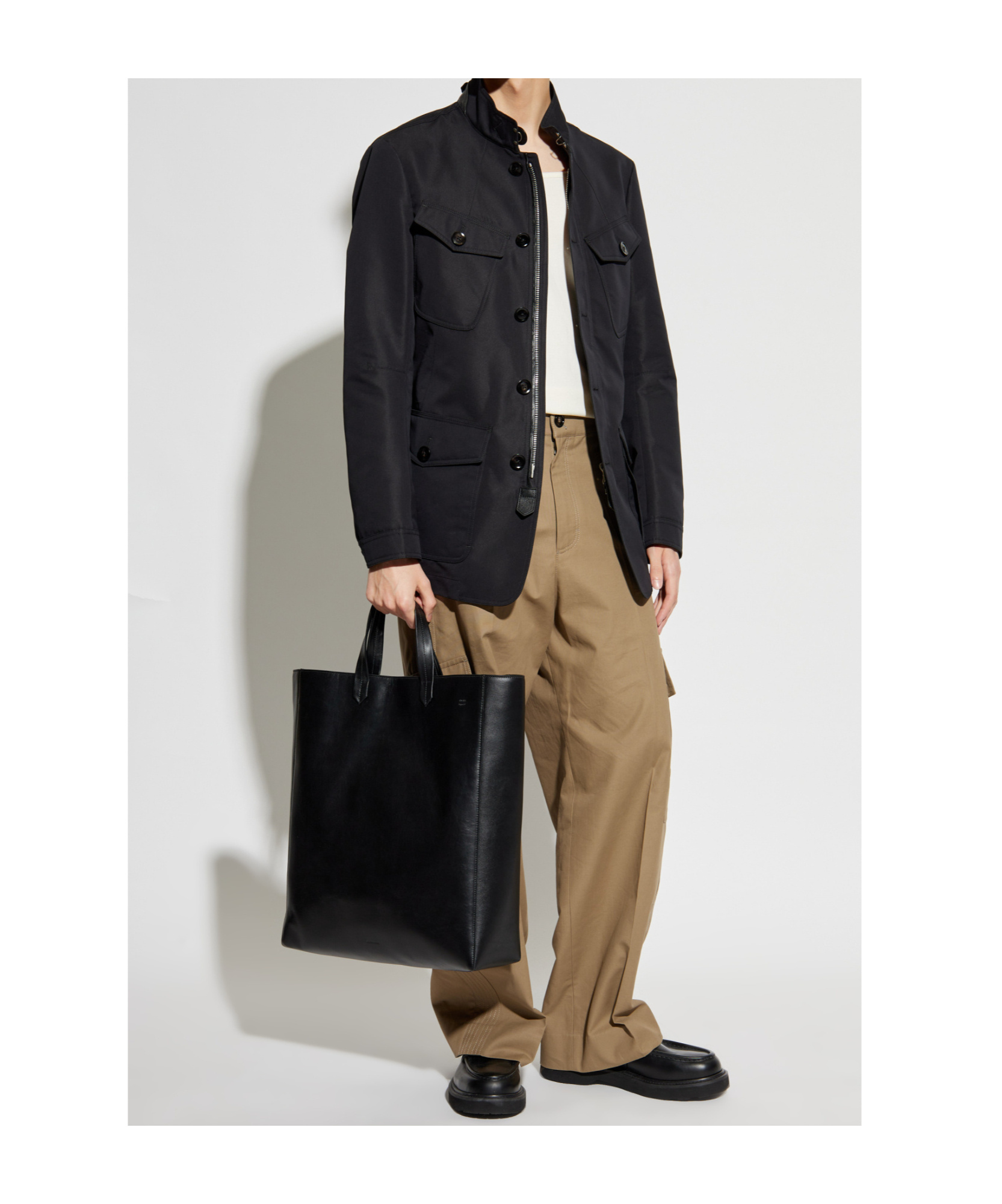 Tom Ford Stand Collar Jacket In Black