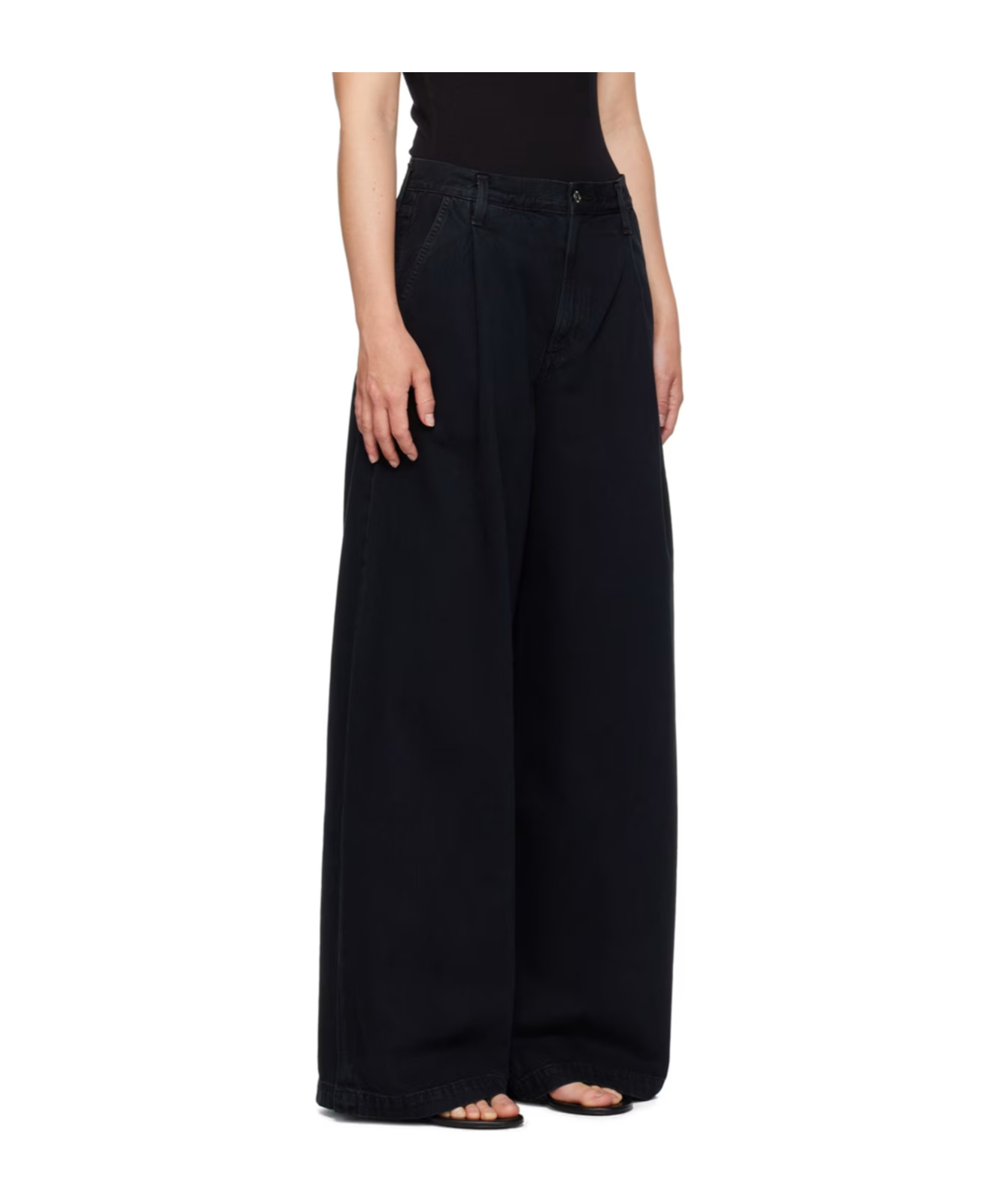 Agolde Ellis Wide-leg Jeans In Black