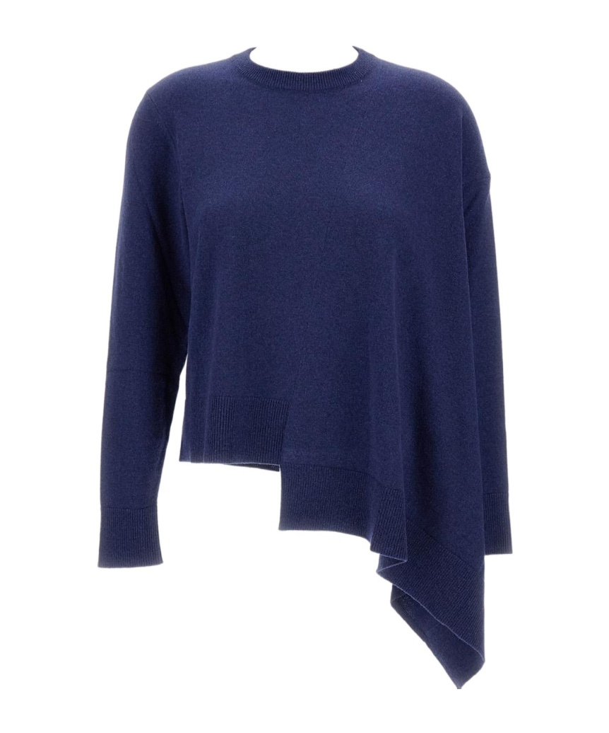 Alexander Mcqueen Asymmetric Hem Cashmere-wool Sweater In Blue