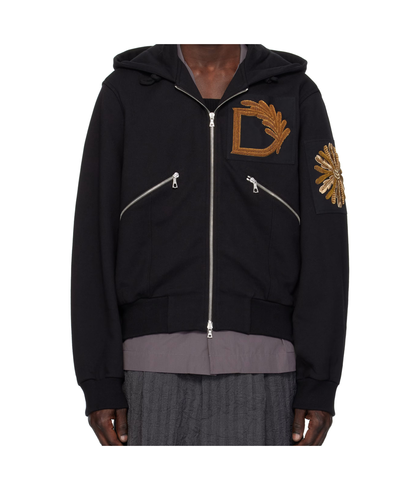 Dries Van Noten Oversized Logo-embroidered Hoodie In Black