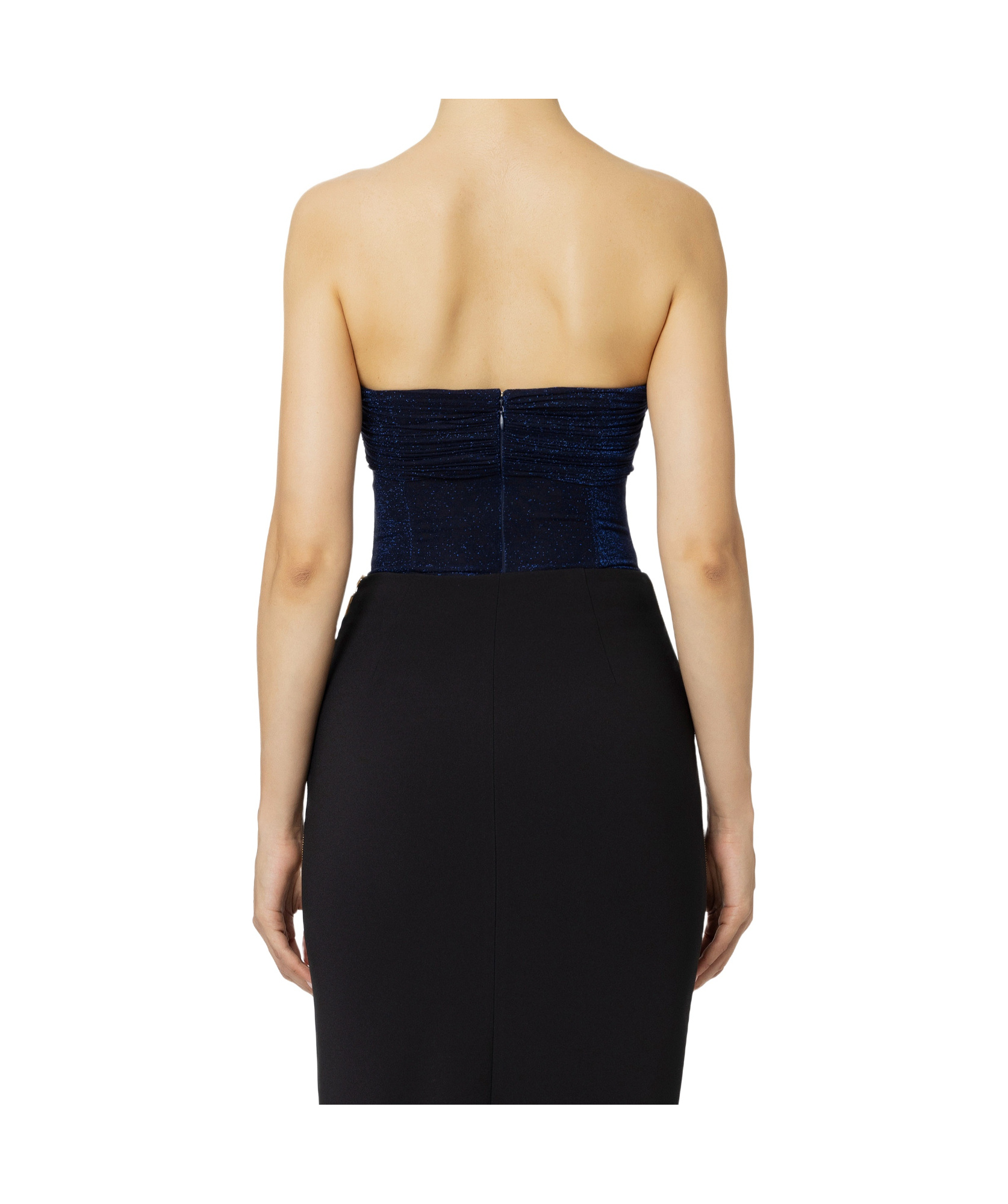Elisabetta Franchi Pleated Lulex Knitted Onepiece In Black