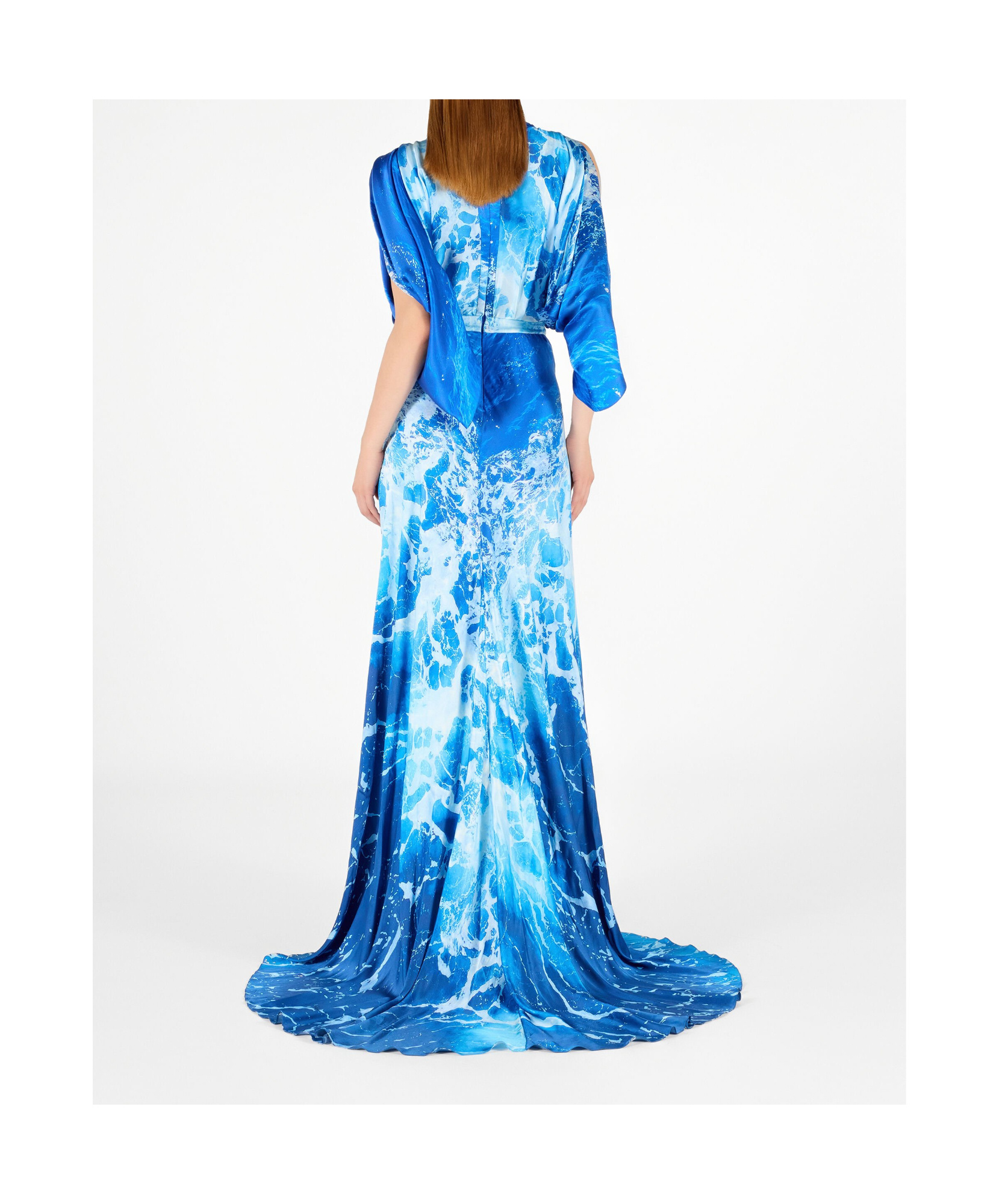 Roberto Cavalli Langes Kleid Mit Stretto Di Messina Print In Blue