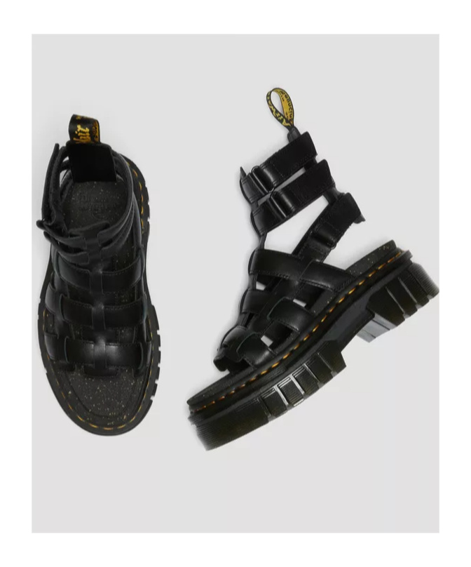 Dr. Martens' Ricki Nappa Lux Leather Platform Gladiator Sandals In Black