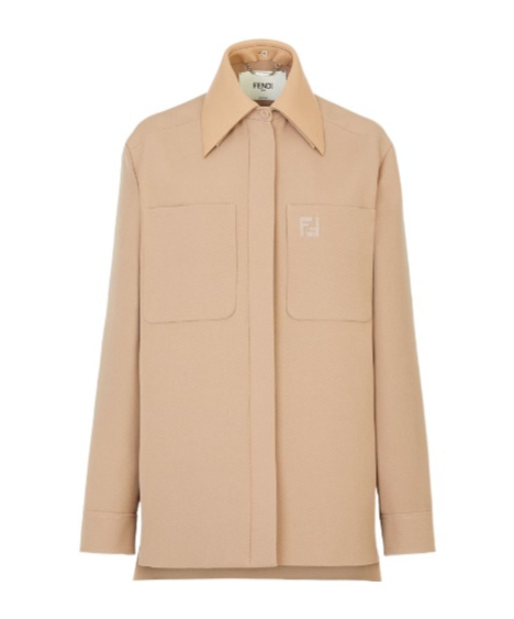 Fendi Collared Belted Coat In Nude