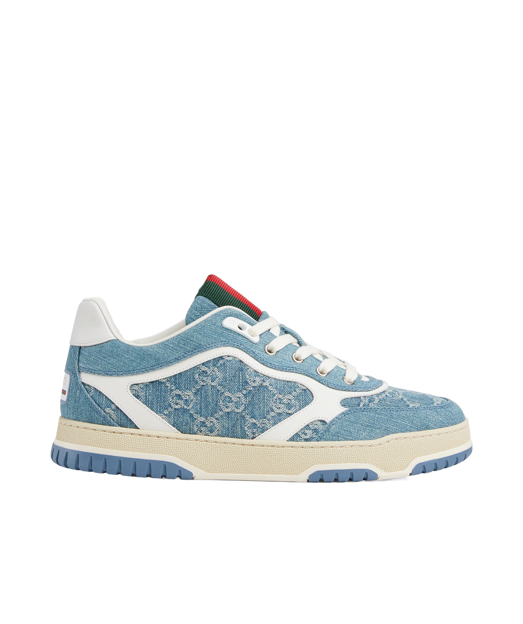Gucci Denim Fabric Sneakers With Monogram Pattern In Blue