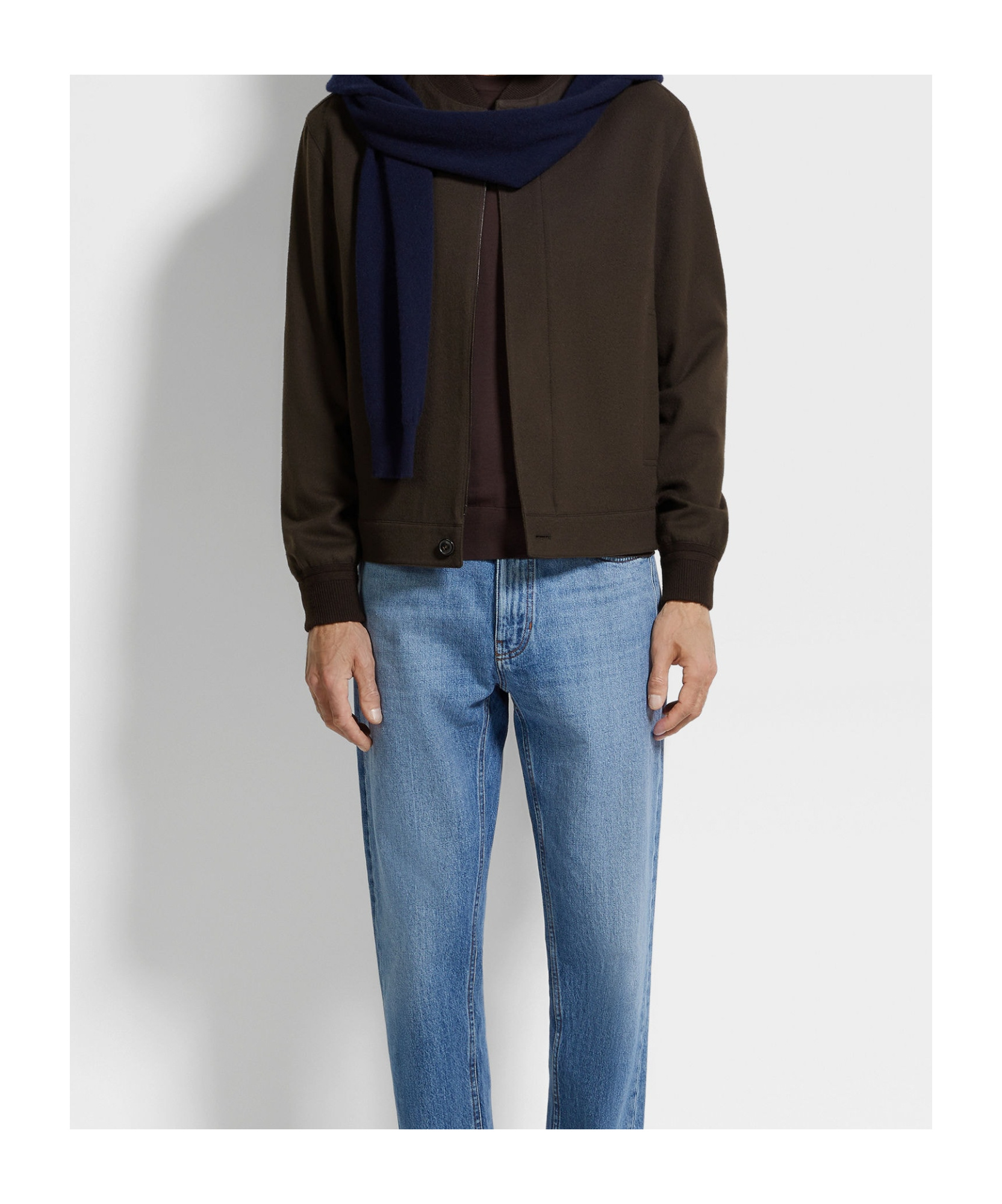 Zegna Oasi Cashmere Elements Bomber Jacket In Brown