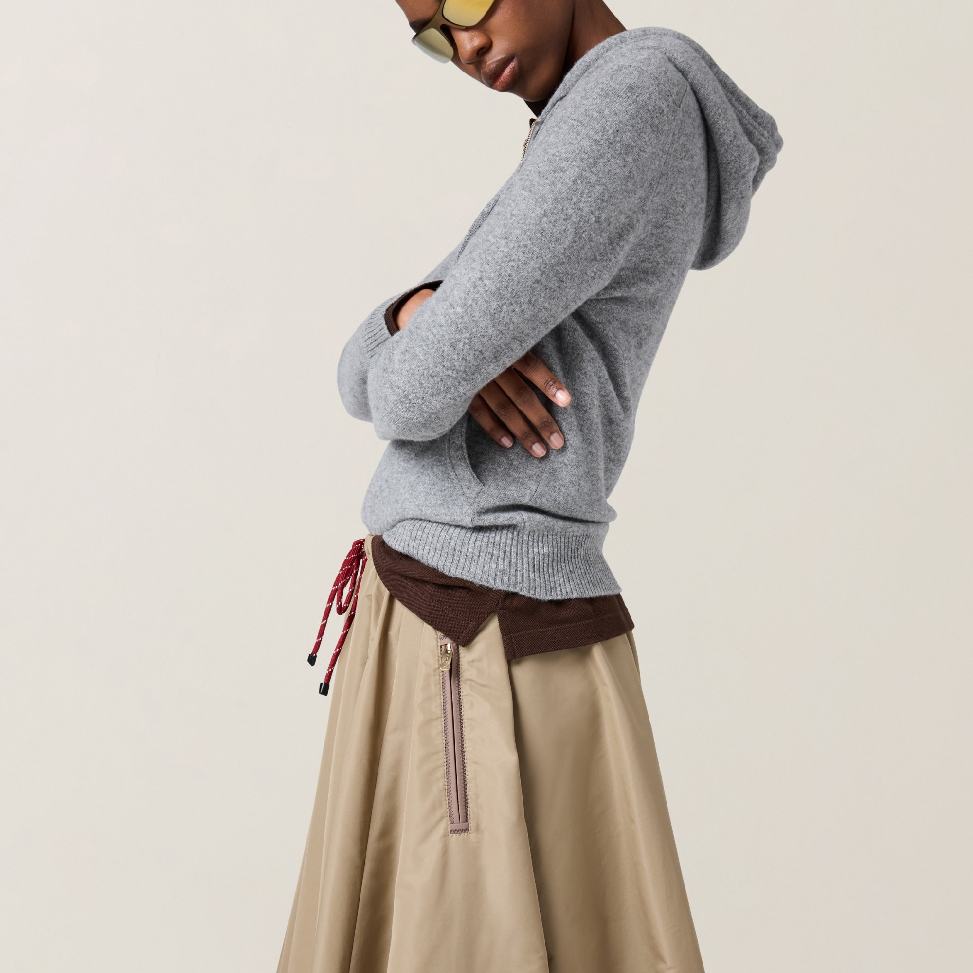Miu Miu Drawstring Skirt In Brown