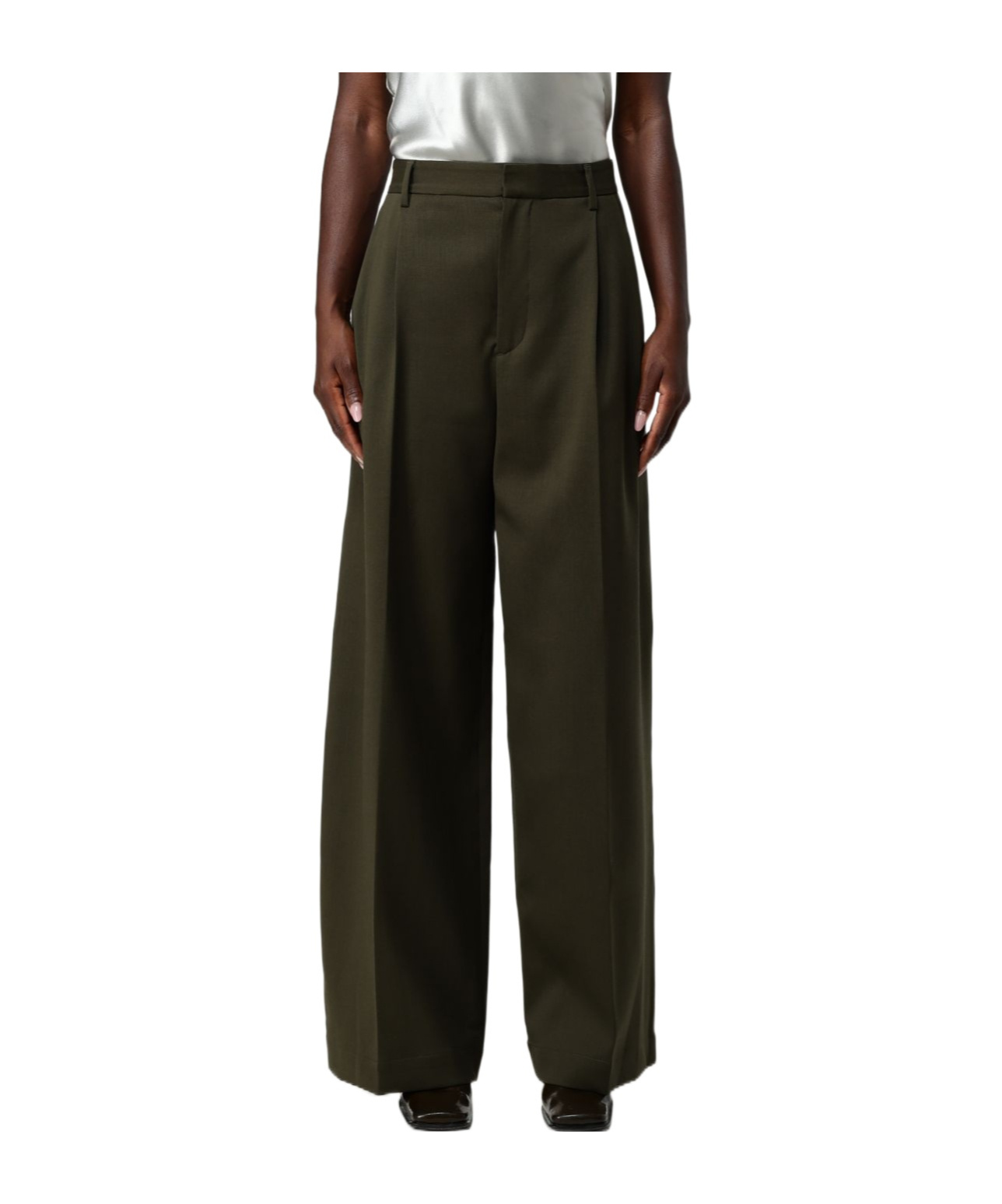 Darkpark High-waist Wide-leg Trousers From Chicago In Green
