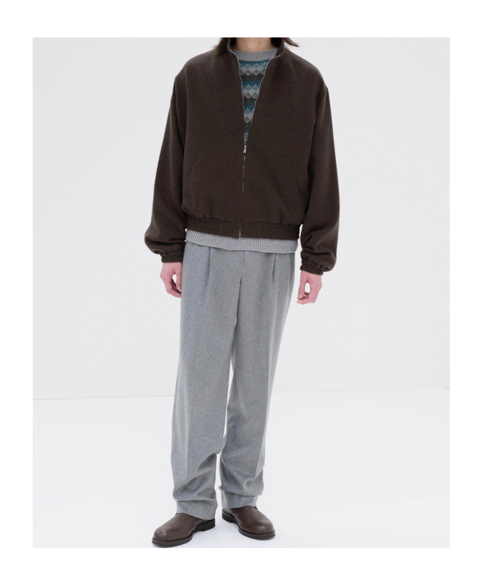 Auralee Baby Camel Flannel Zip Blouson In Green