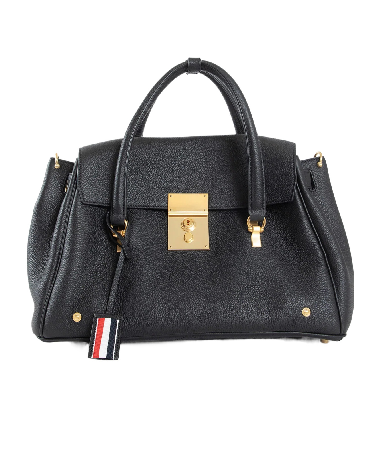 Thom Browne Lock Buckle Shoulder Bag In Black