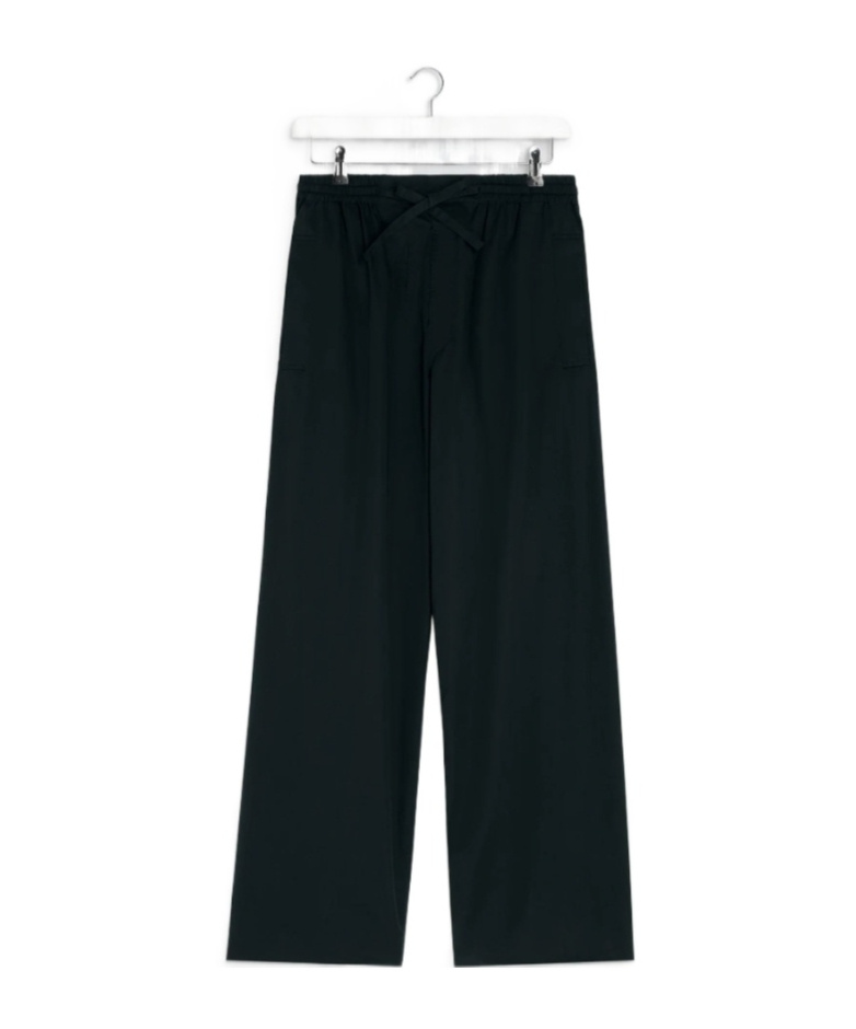 Lemaire Elasticated-waist Cotton Straight-leg Trousers In Black