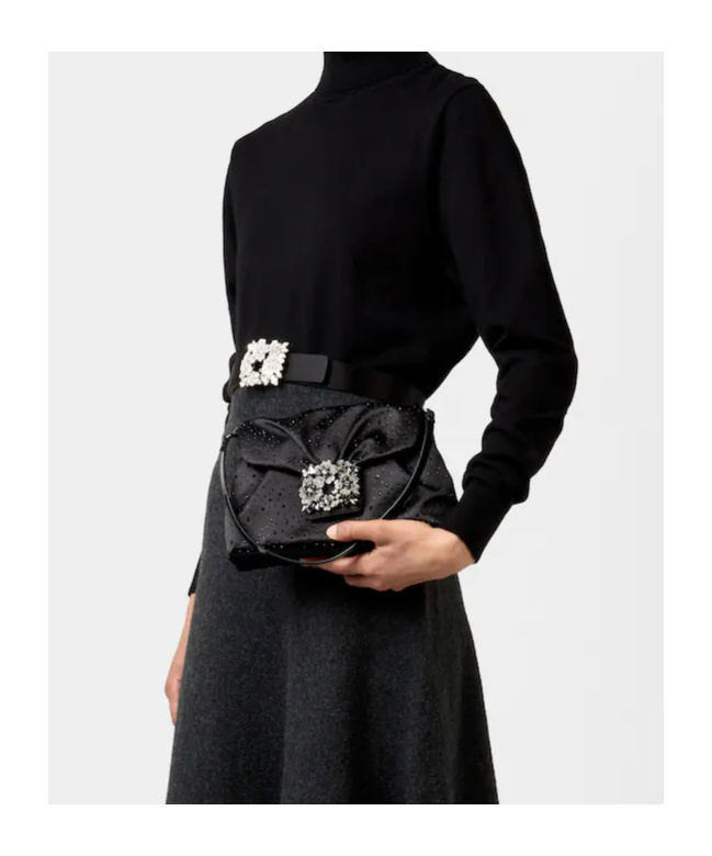 Roger Vivier Efflorescence Mini Bag In Satin In Black