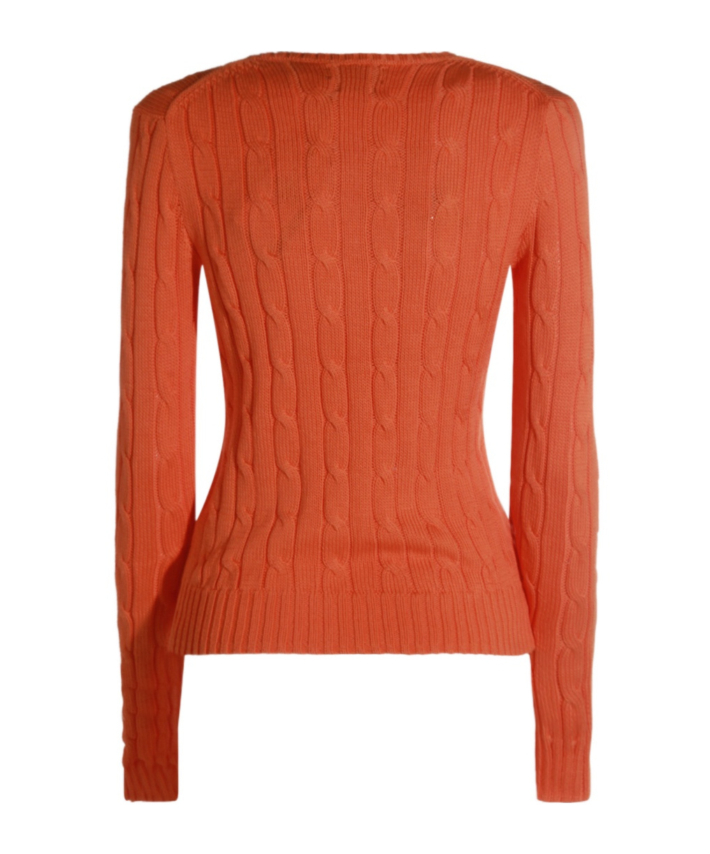 Polo Ralph Lauren Cable Knit Pullover With Ribbed Finish In Orange