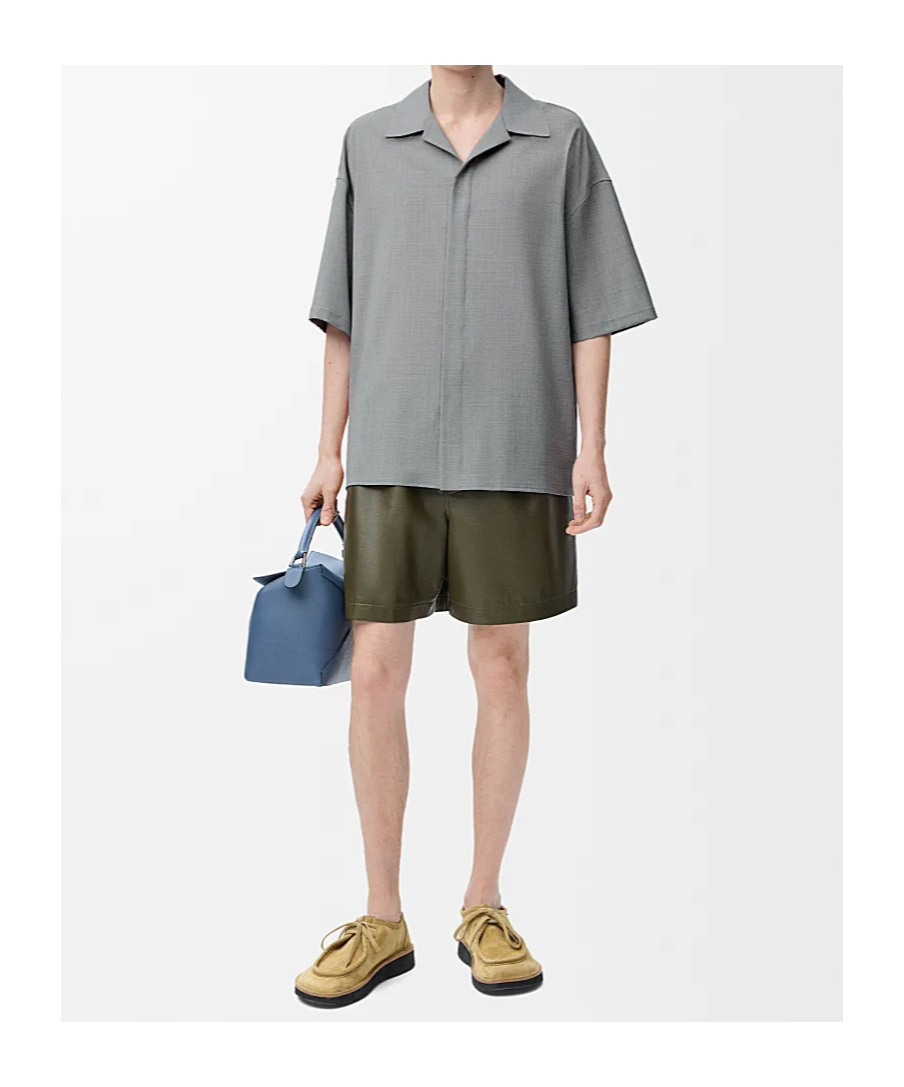 Loewe Wool-blend Short-sleeve Shirt In Gray