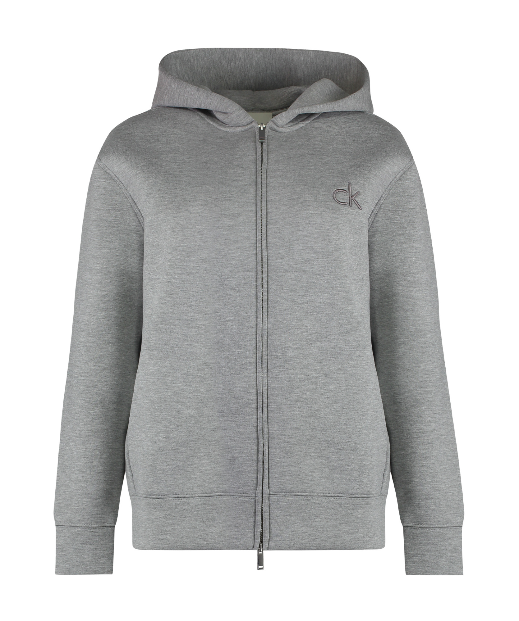 Calvin Klein Zip-up Hoodie With Hood And Pockets In Gray