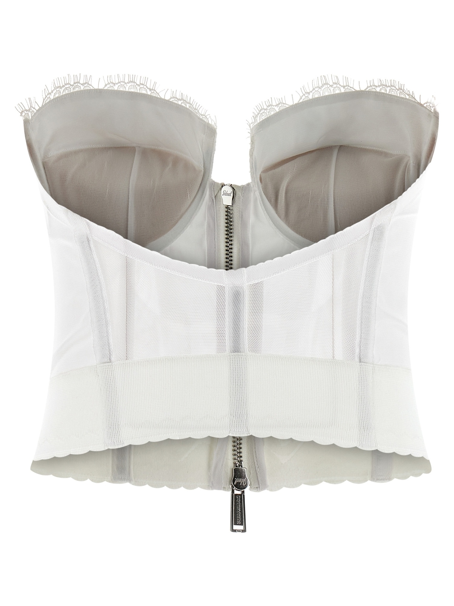 Dsquared2 Off-the-shoulder Bustier Top With Lace And Tulle Detailing In White