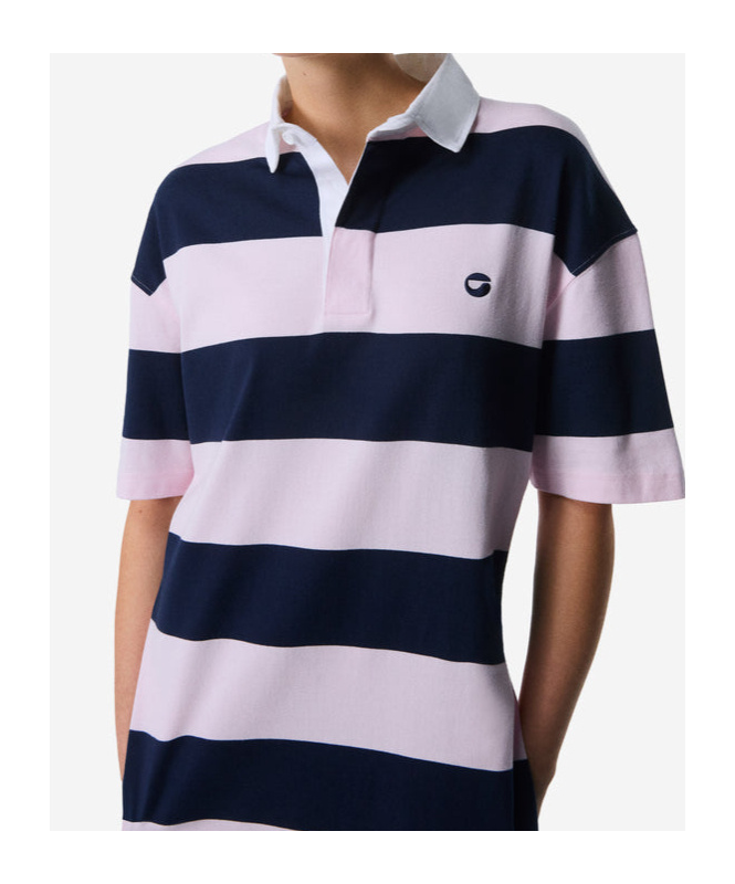 Coperni Striped Polo Long Dress Woman Navy E Pink In Black