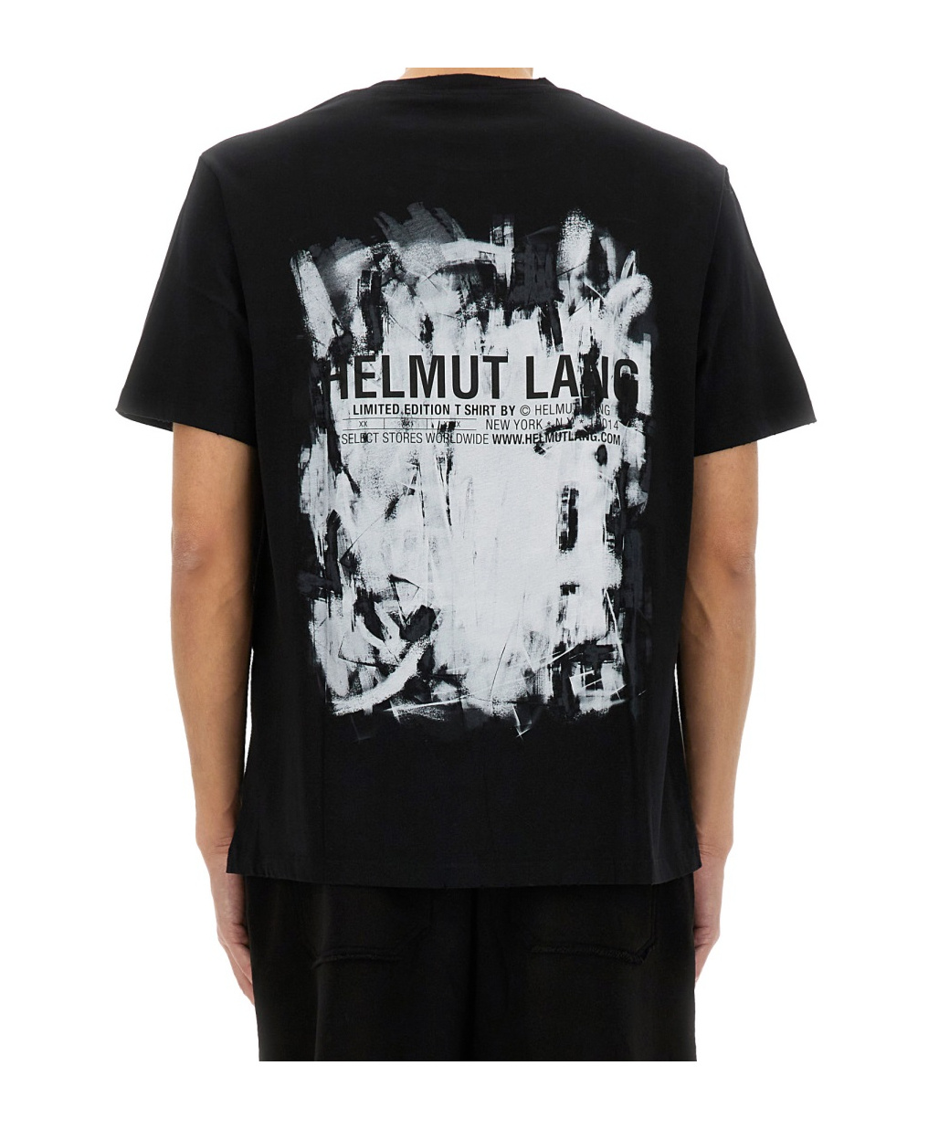 Helmut Lang Scribble Crew Neck Graphic Print Short Sleeves In Black