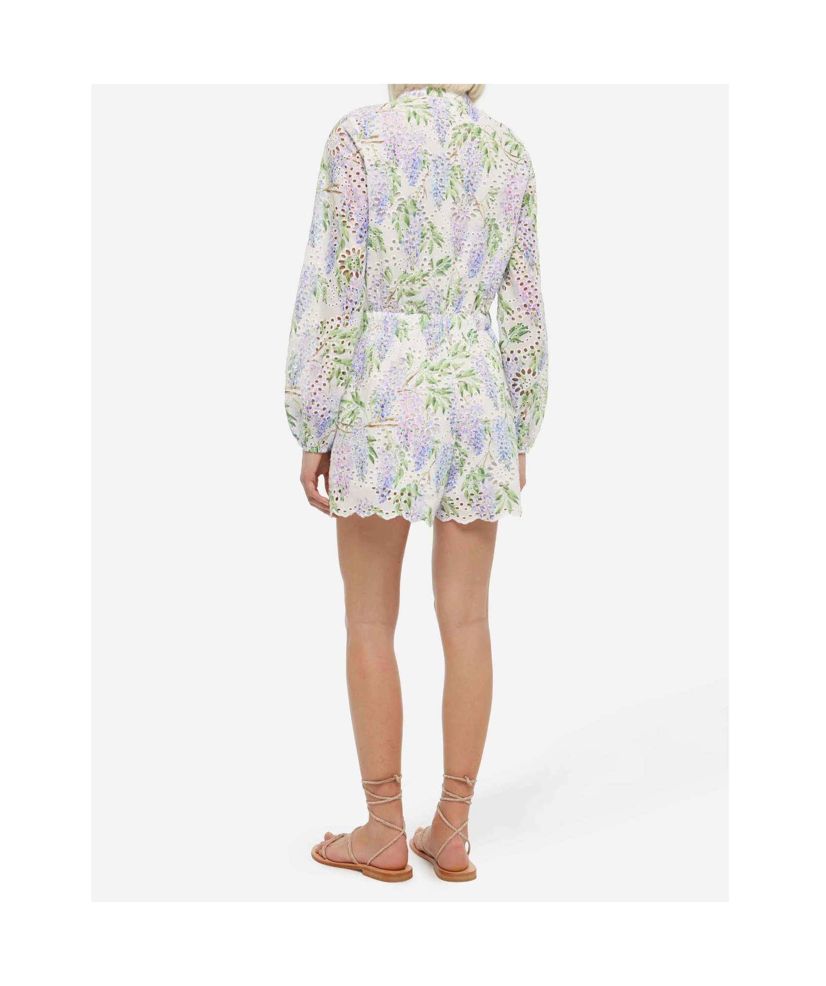 Mc2 Saint Barth Julian Sangallo Lace Cotton Playsuit With Floral Print