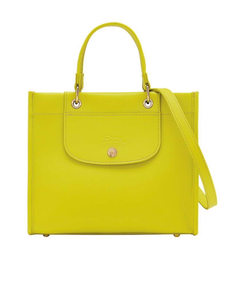 Longchamp Green Handbag With Embossed Logo On The Front And Adjustable And Removable Shoulder Strap In Leather In Kiwifruit Green