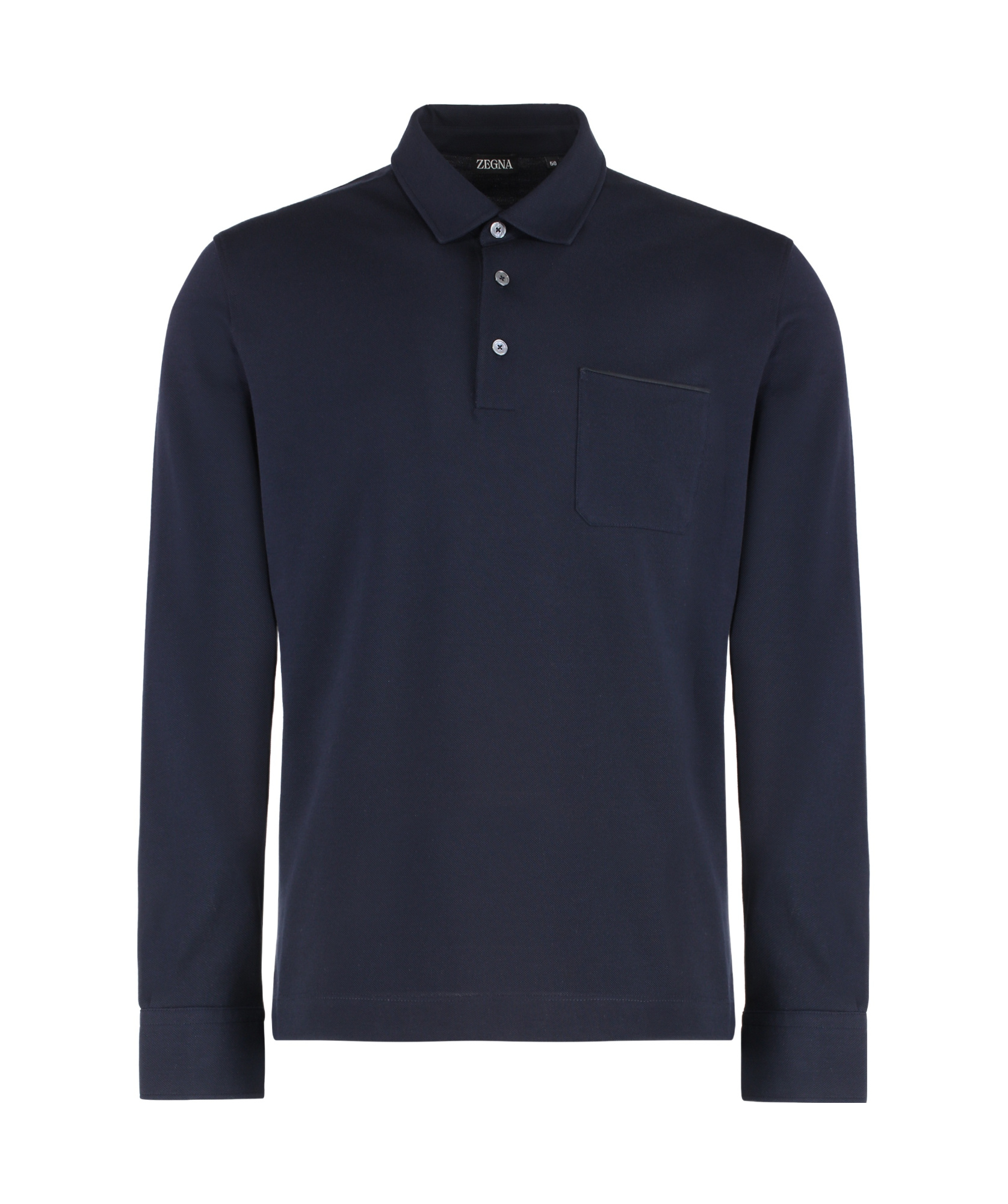 Shop Zegna Long Sleeved Polo Shirt In Black