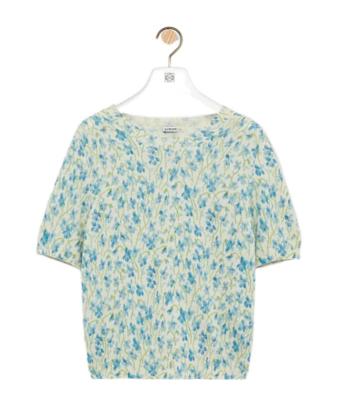 Loewe Embroidered Floral-print Cotton-blend T-shirt In Multi