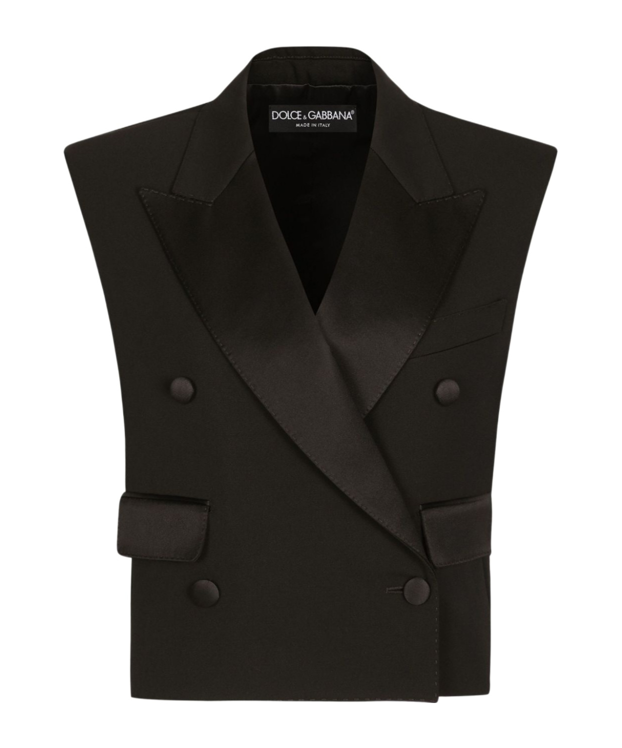 Dolce & Gabbana Tuxedo Gilet With Satin Peak Lapels In Black