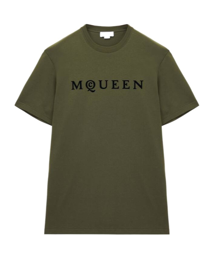 Alexander Mcqueen Pure Cotton T-shirt With Mcqueen Logo Detail In Green