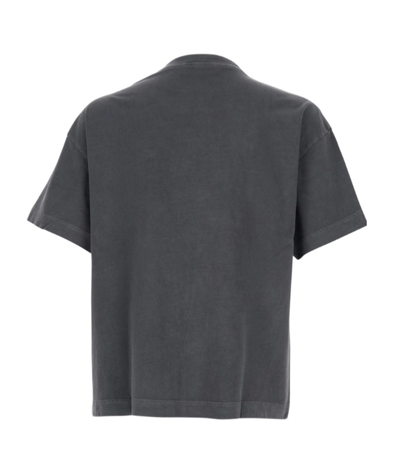 Palm Angels Gradient Gray Cotton T-shirt With Contrast Print In Gray
