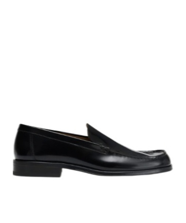 Lemaire Polished Leather Slip-on Shoes In Black