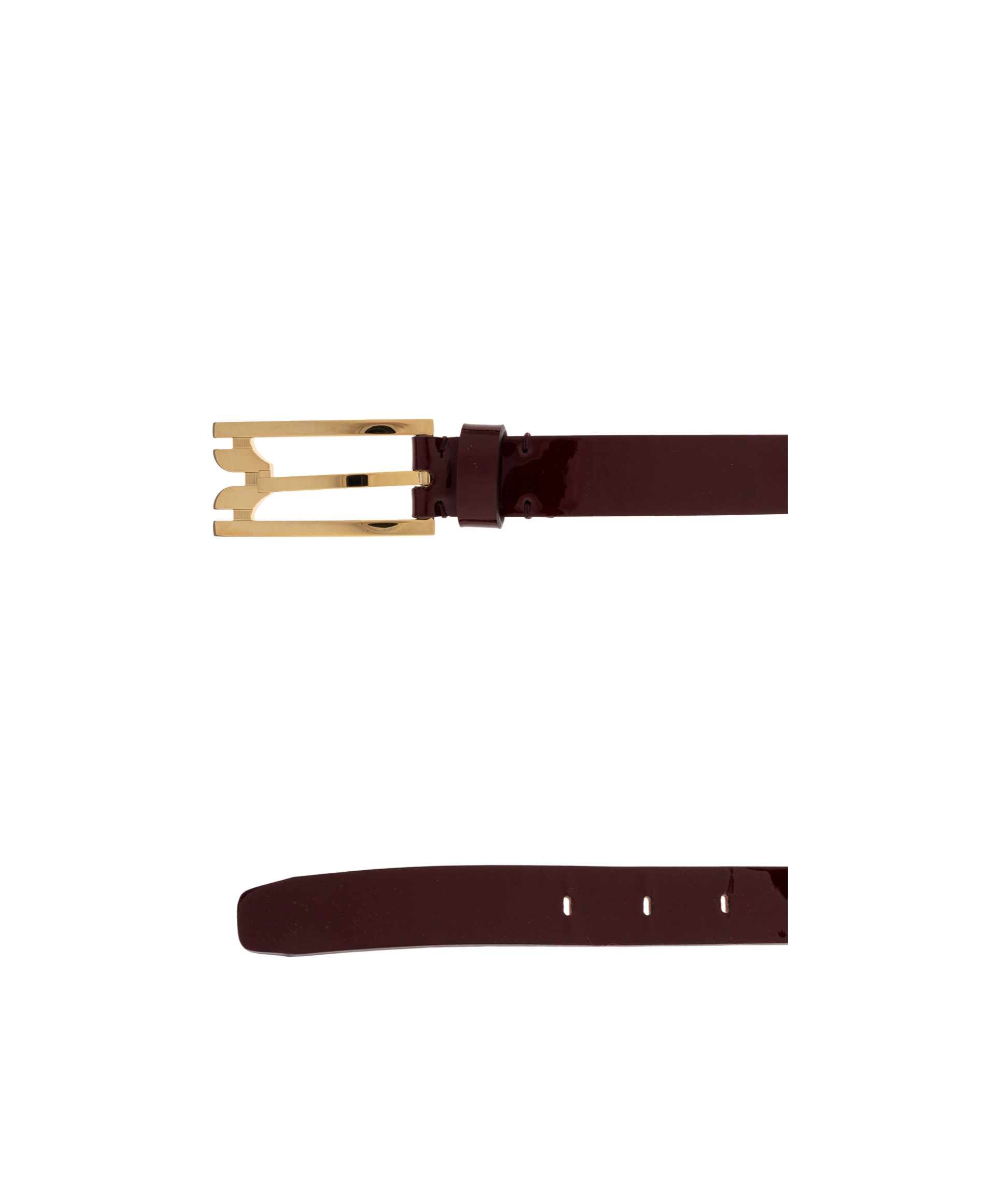 Victoria Beckham Maroon Buckle Solid Belt In Burgundy