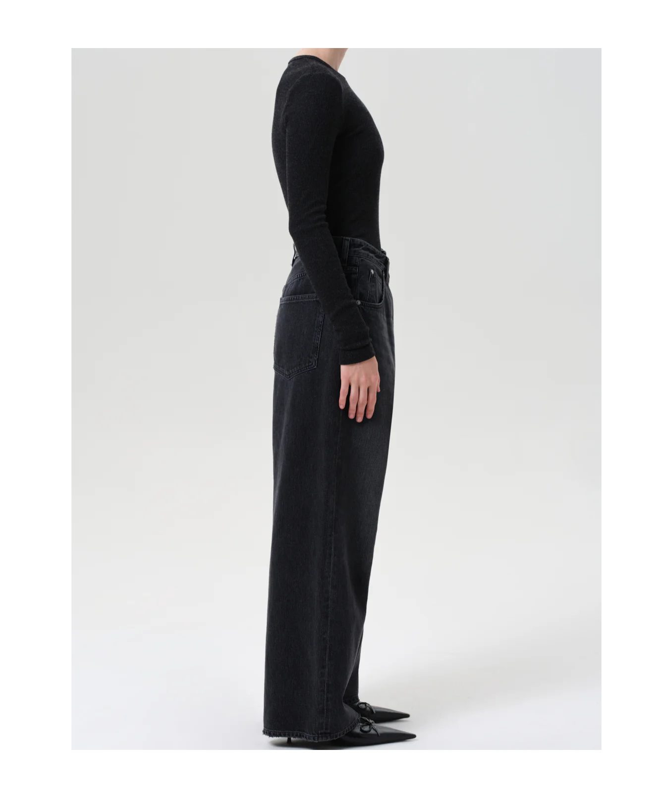 Agolde Pleated Detail Denim Trousers In Black