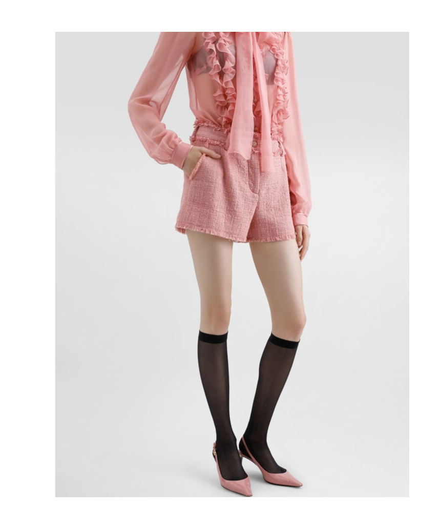 Dolce & Gabbana Cotton Shorts With Belt Loops And Frayed Hem In Pink