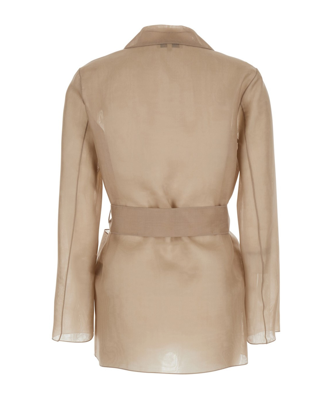 Antonelli James Beige Jacket With Notched Revers And Adjustable Belt Closure In Silk Woman In Nude