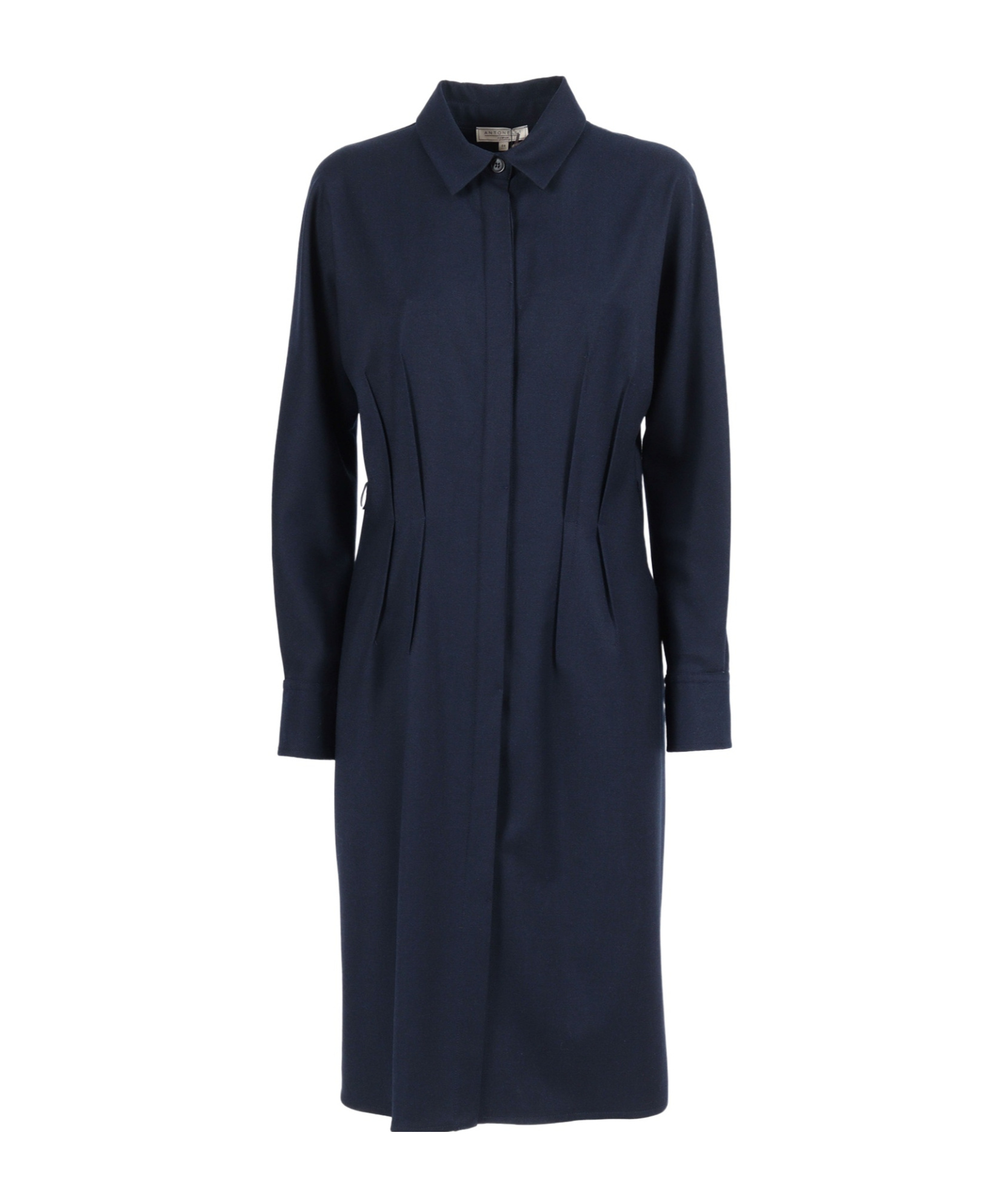 Antonelli Knee-length Coat Dress With Classic Collar And Tailored Silhouette In Blue