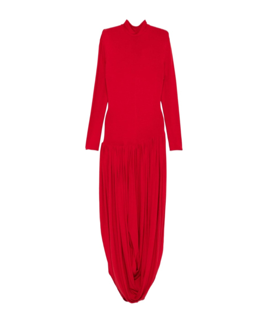 Magda Butrym High-neck Pleated Dress In Red