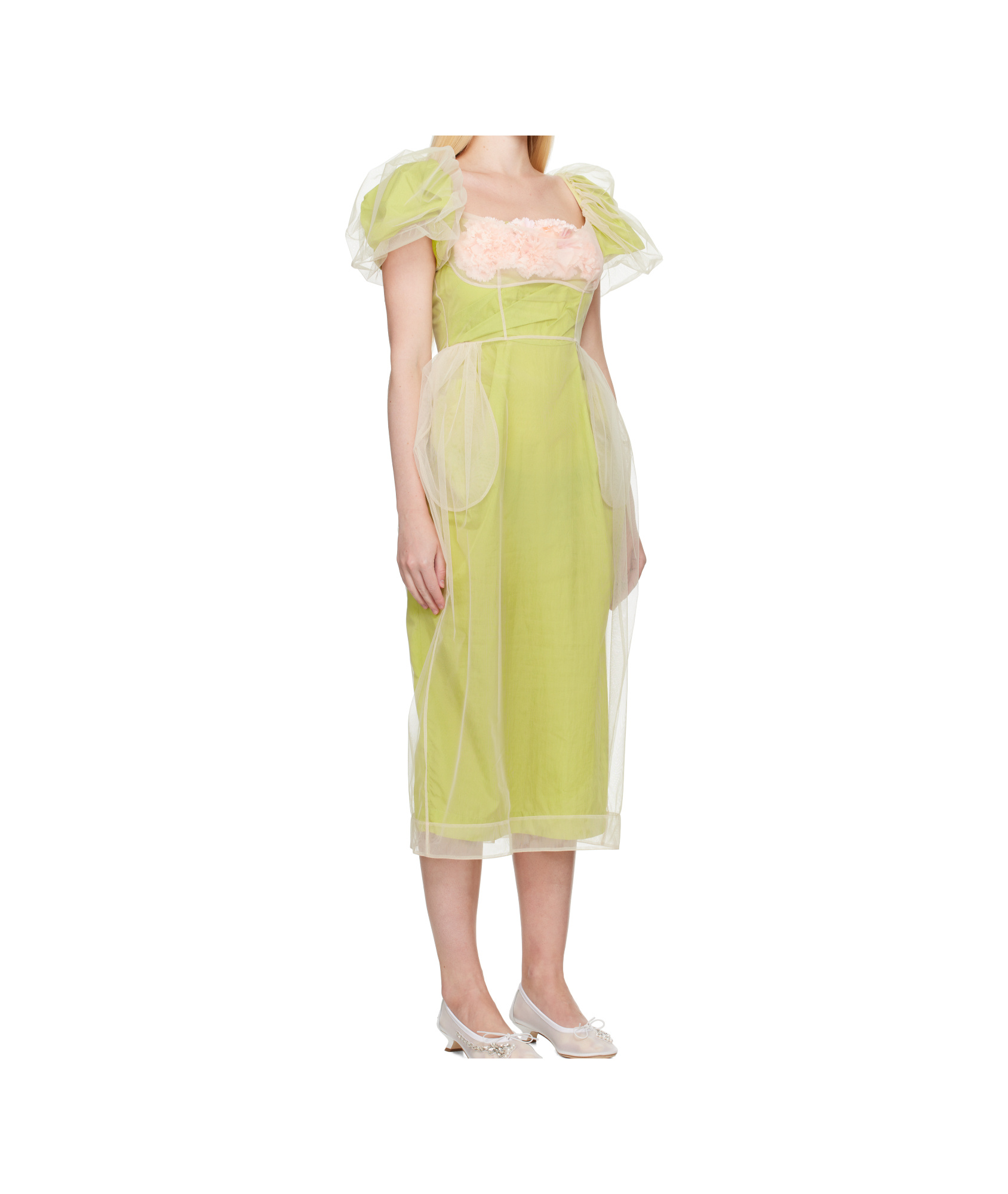Simone Rocha Layered Balconette Midi Dress In Yellow
