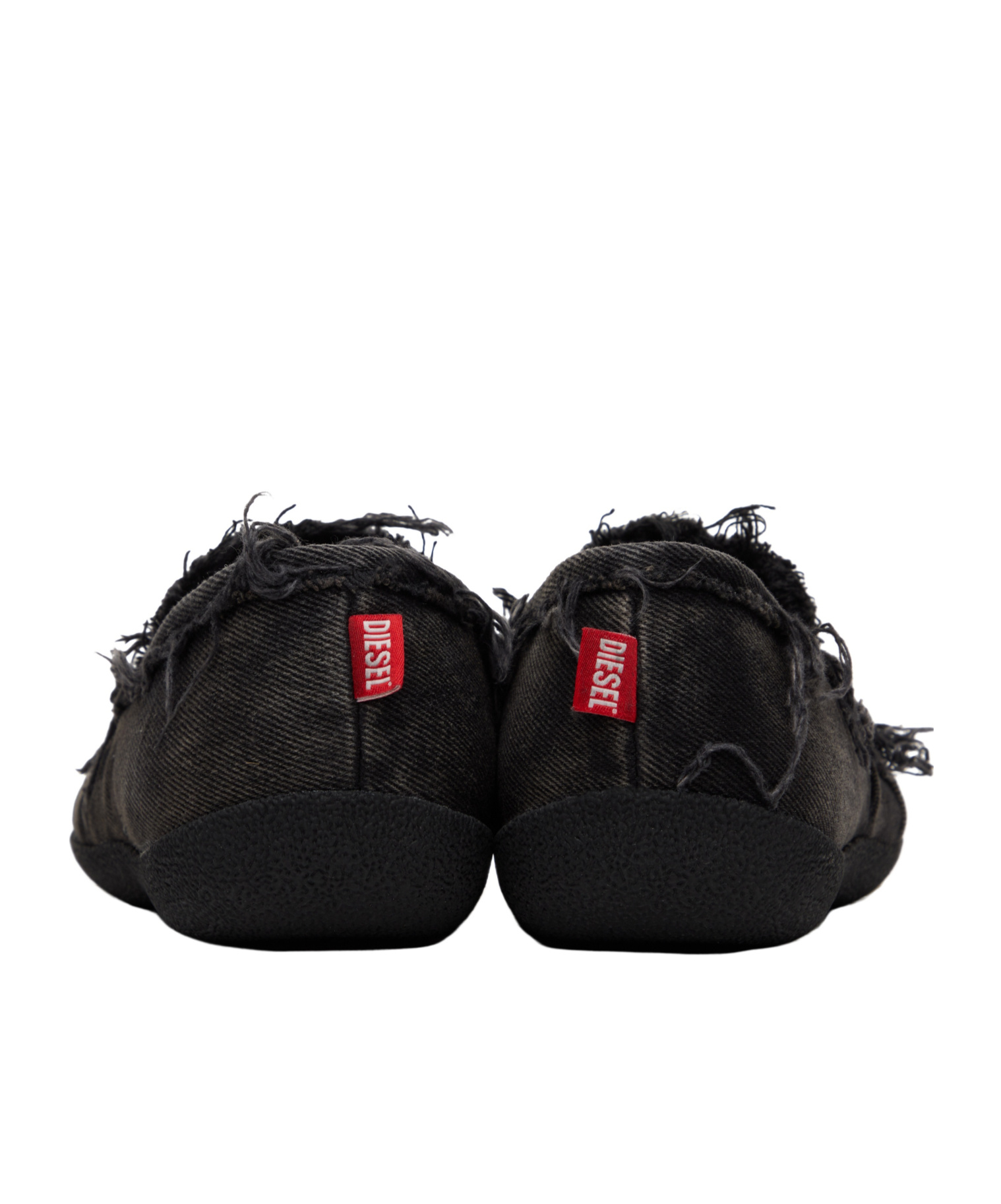 Diesel D-shock Moc Frayed-detail Loafers In Black