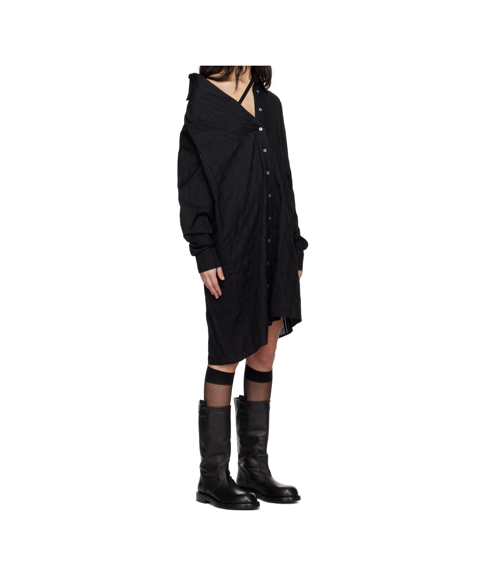 Ann Demeulemeester Nelly Dropped Shoulder Shirt Popeline In Black