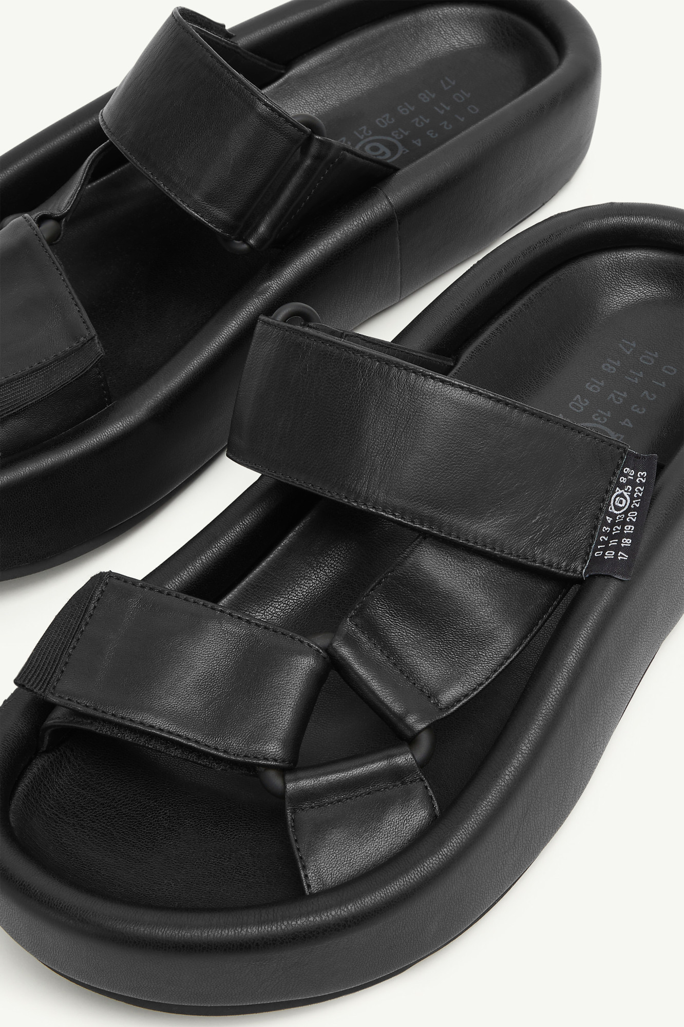 Shop Mm6 Maison Margiela Webbing Slip-on Platform Sandals In Black