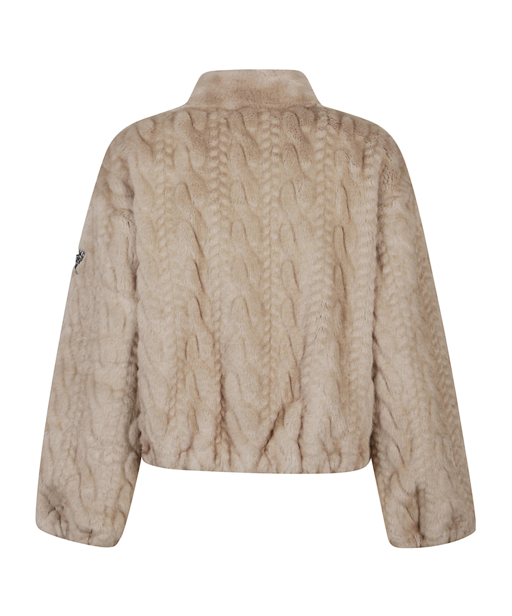 Ermanno Firenze Cable-knit Faux-fur Jacket In Neutral