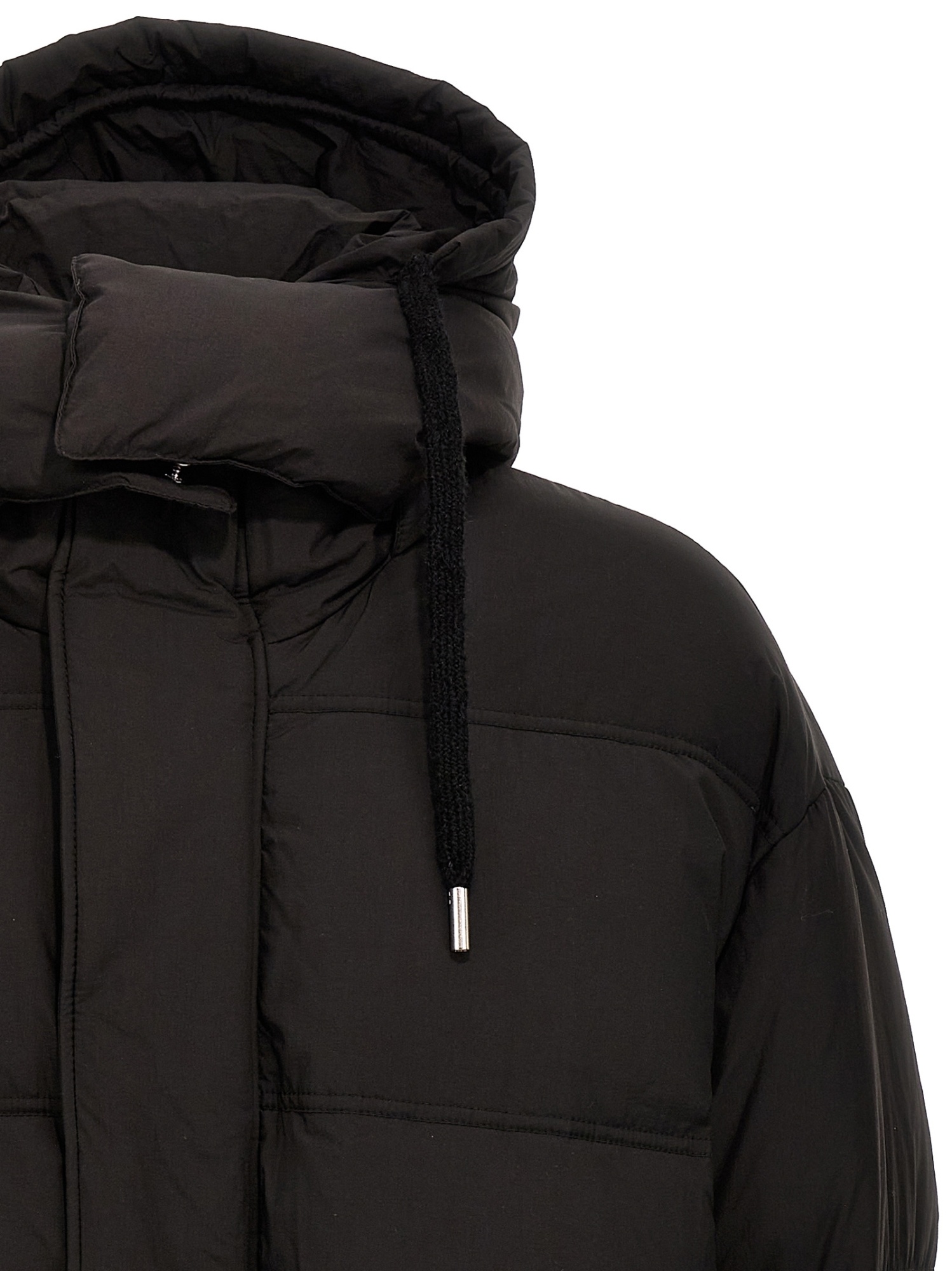 Ami Alexandre Mattiussi Ami Paris Hooded Drawstring Down Jacket In Black