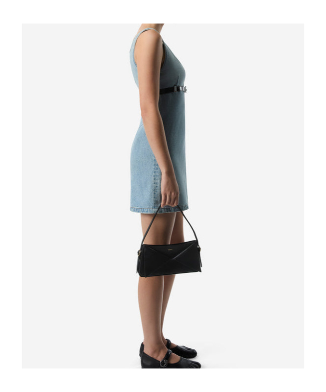 Coperni Belted Denim Mini Dress In Blue