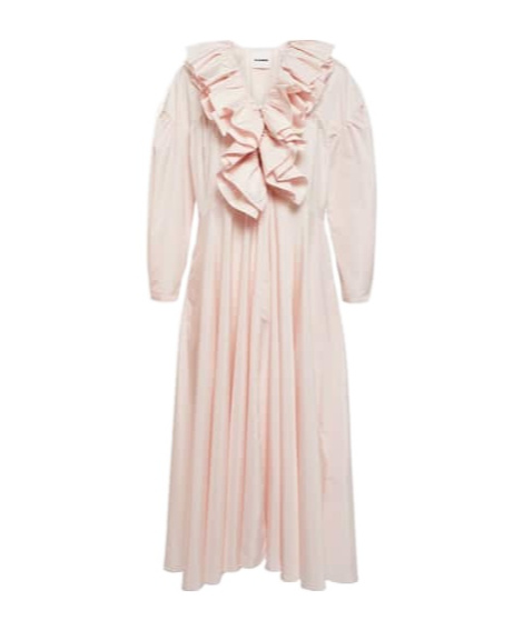 Jil Sander Ruffle-trimmed Midi Dress In Pink