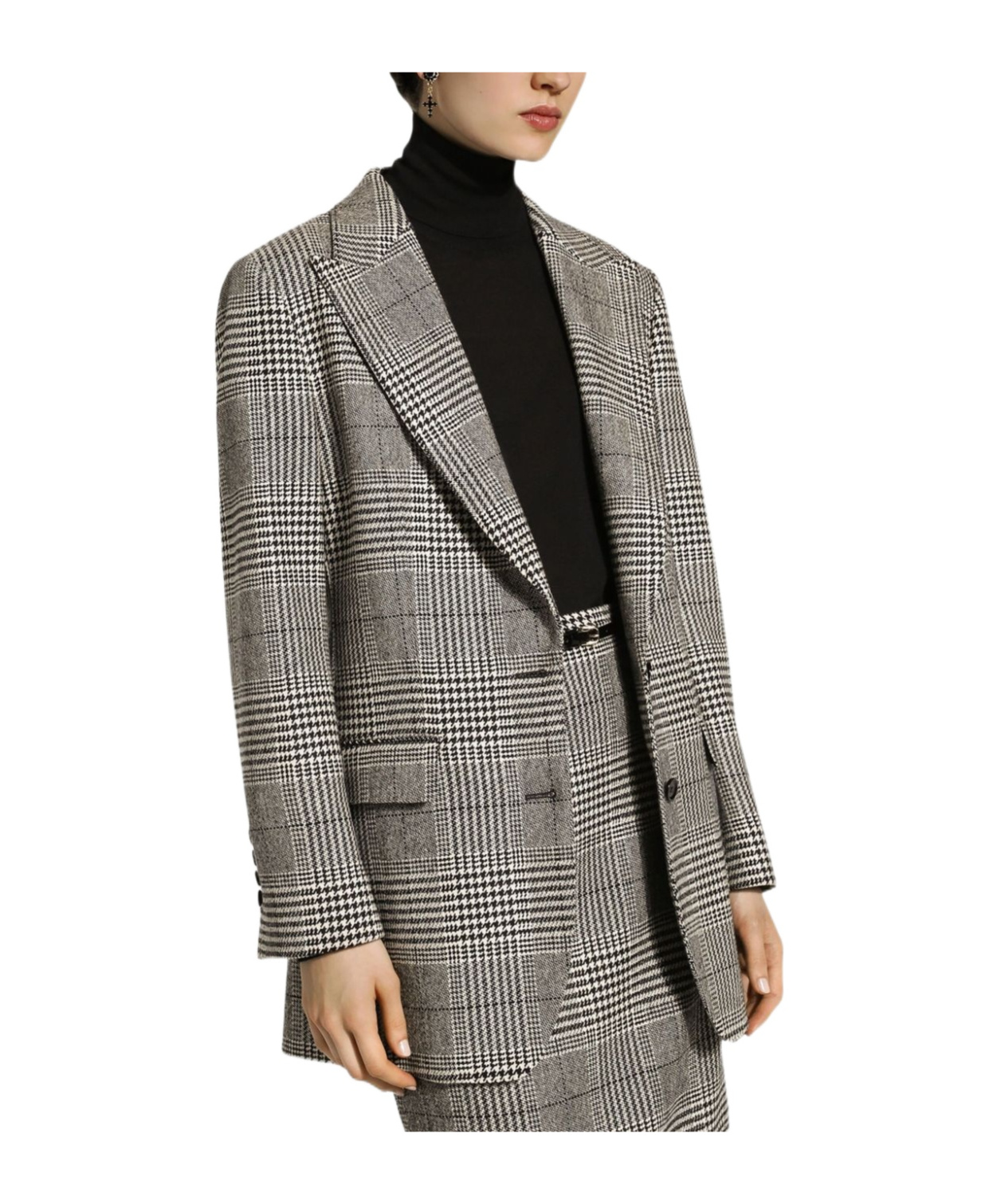 Dolce & Gabbana Pied De Poule Check Blazer In Gray