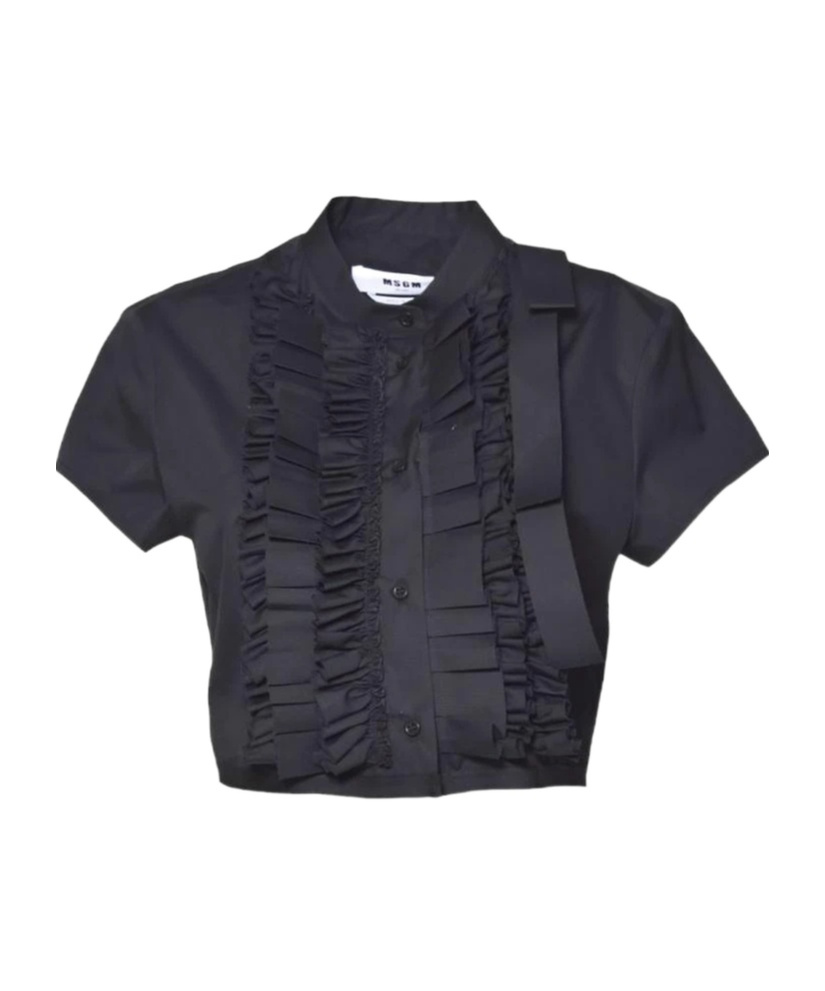 Msgm Ruffled Shirt In Black