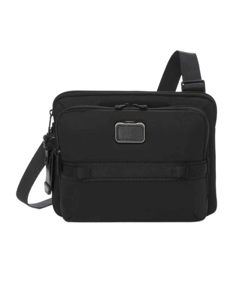 Tumi Logo Logo Splicing Design Oblique Satchel In Black